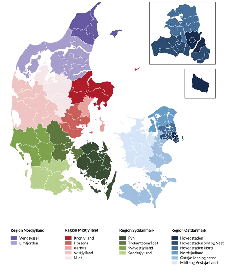 Kort over de 17 sundhedsr&aring;d